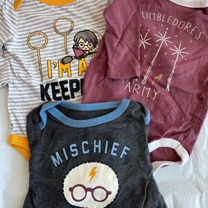 Warner Bros. Harry Potter Striped Baby Onesie - Yellow and Gray